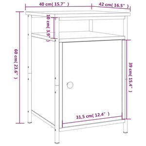 Κομοδίνο Καπνιστή Δρυς 40x42x60 εκ. από Επεξεργασμένο Ξύλο - Pakobazaar