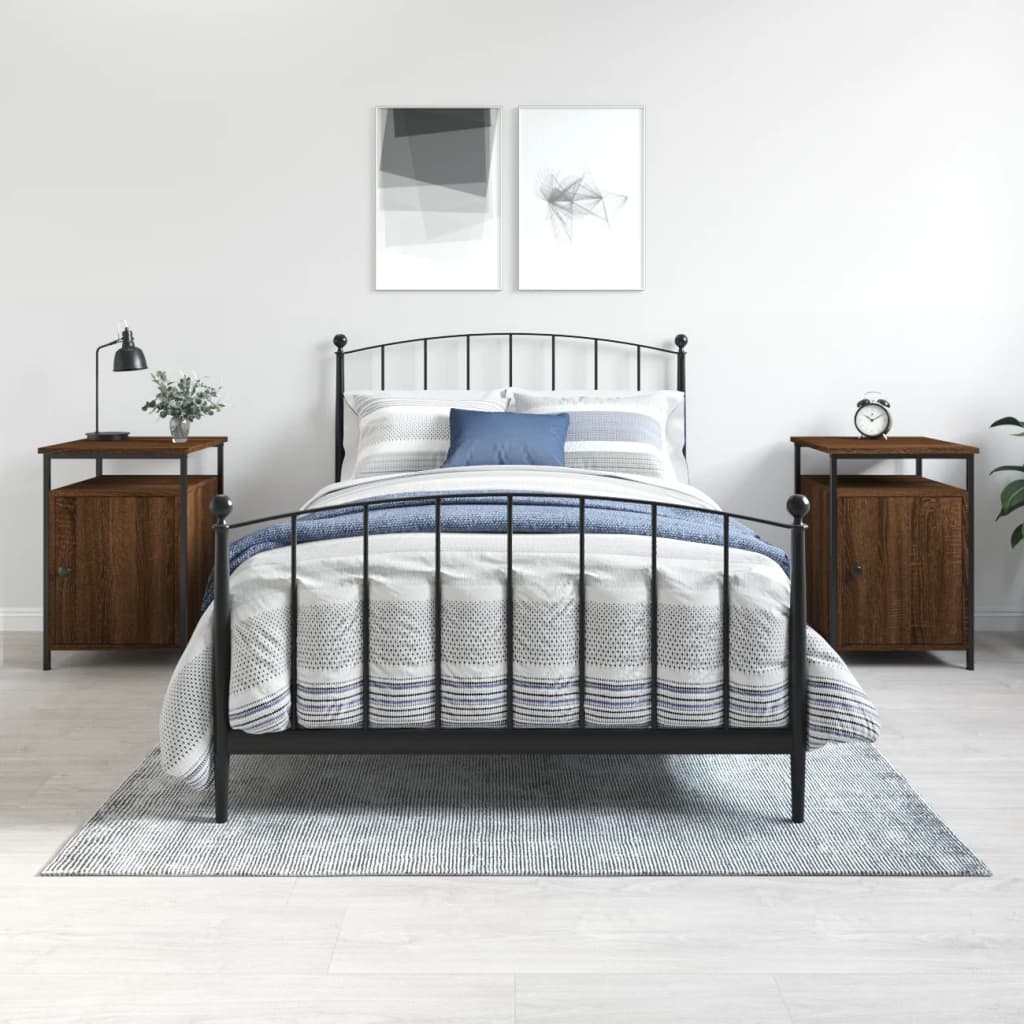 Κομοδίνα 2 τεμ. Καφέ Δρυ 40x42x60 εκ. από Επεξεργ. Ξύλο - Pakobazaar