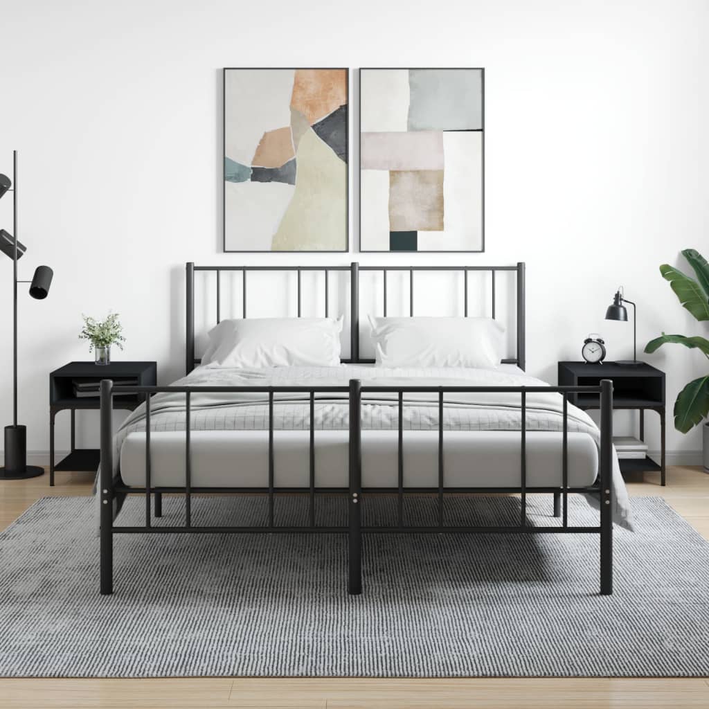 Κομοδίνα 2 τεμ. Μαύρα 40 x 41 x 50 εκ. από Επεξεργασμένο Ξύλο - Pakobazaar