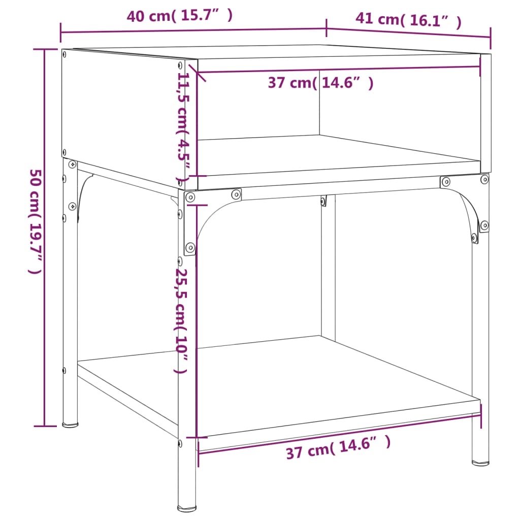 Κομοδίνο Sonoma Δρυς 40 x 41 x 50 εκ. από Επεξεργασμένο Ξύλο - Pakobazaar