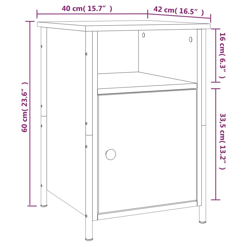 Κομοδίνο Sonoma Δρυς 40 x 42 x 60 εκ. από Επεξεργασμένο Ξύλο
