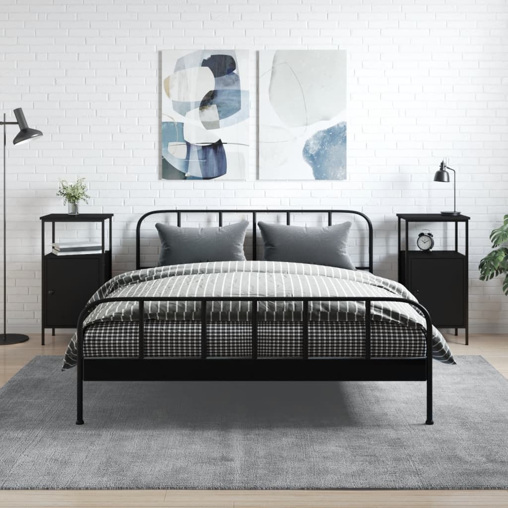 Κομοδίνα 2 τεμ. Μαύρα 41 x 31 x 80 εκ. από Επεξεργασμένο Ξύλο - Pakobazaar