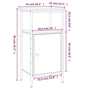 Κομοδίνο Γκρι Sonoma 41 x 31 x 80 εκ. από Επεξεργασμένο Ξύλο