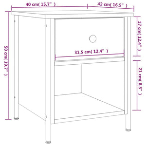 Κομοδίνα 2 Τεμ. Μαύρα 40 x 42 x 50 εκ. από Επεξεργασμένο Ξύλο - Pakobazaar