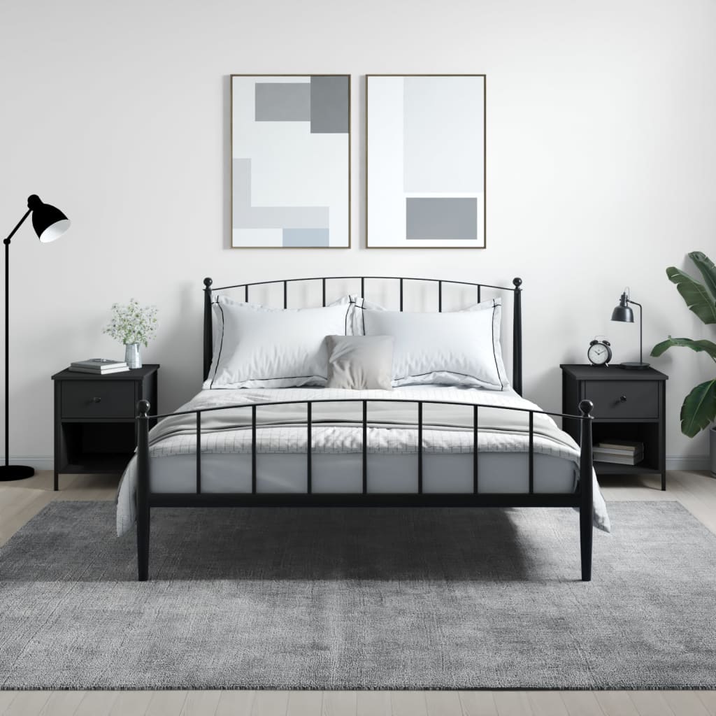 Κομοδίνα 2 Τεμ. Μαύρα 40 x 42 x 50 εκ. από Επεξεργασμένο Ξύλο - Pakobazaar