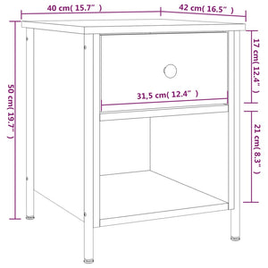 Κομοδίνα 2 Τεμ. Γκρι Sonoma 40x42x50 εκ. από Επεξεργασμένο Ξύλο