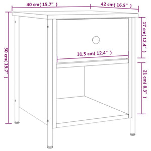Κομοδίνα 2 Τεμ. Καφέ Δρυς 40x42x50 εκ. από Επεξεργασμένο Ξύλο