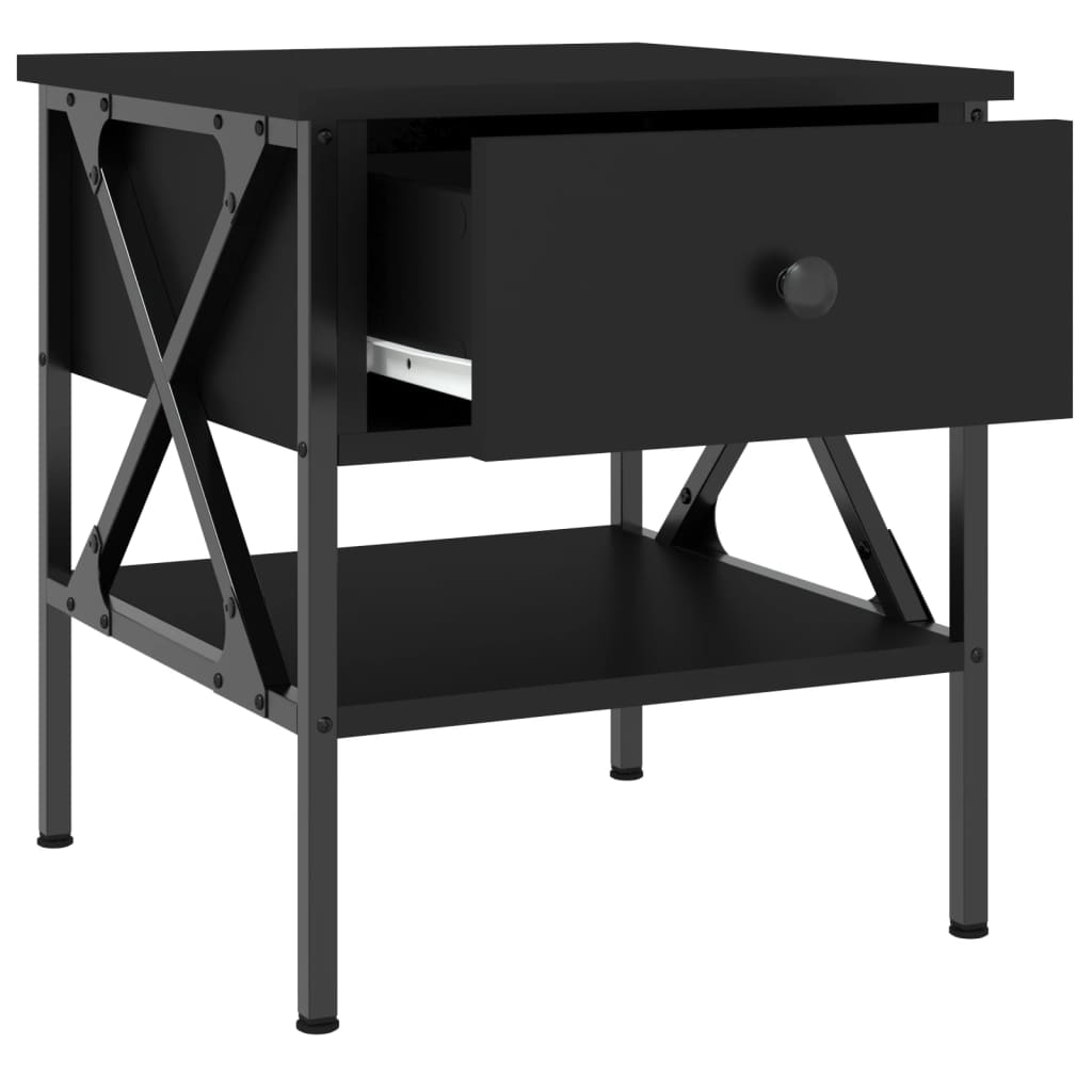 Κομοδίνο Μαύρο 40 x 42 x 45 εκ. από Επεξεργασμένο Ξύλο