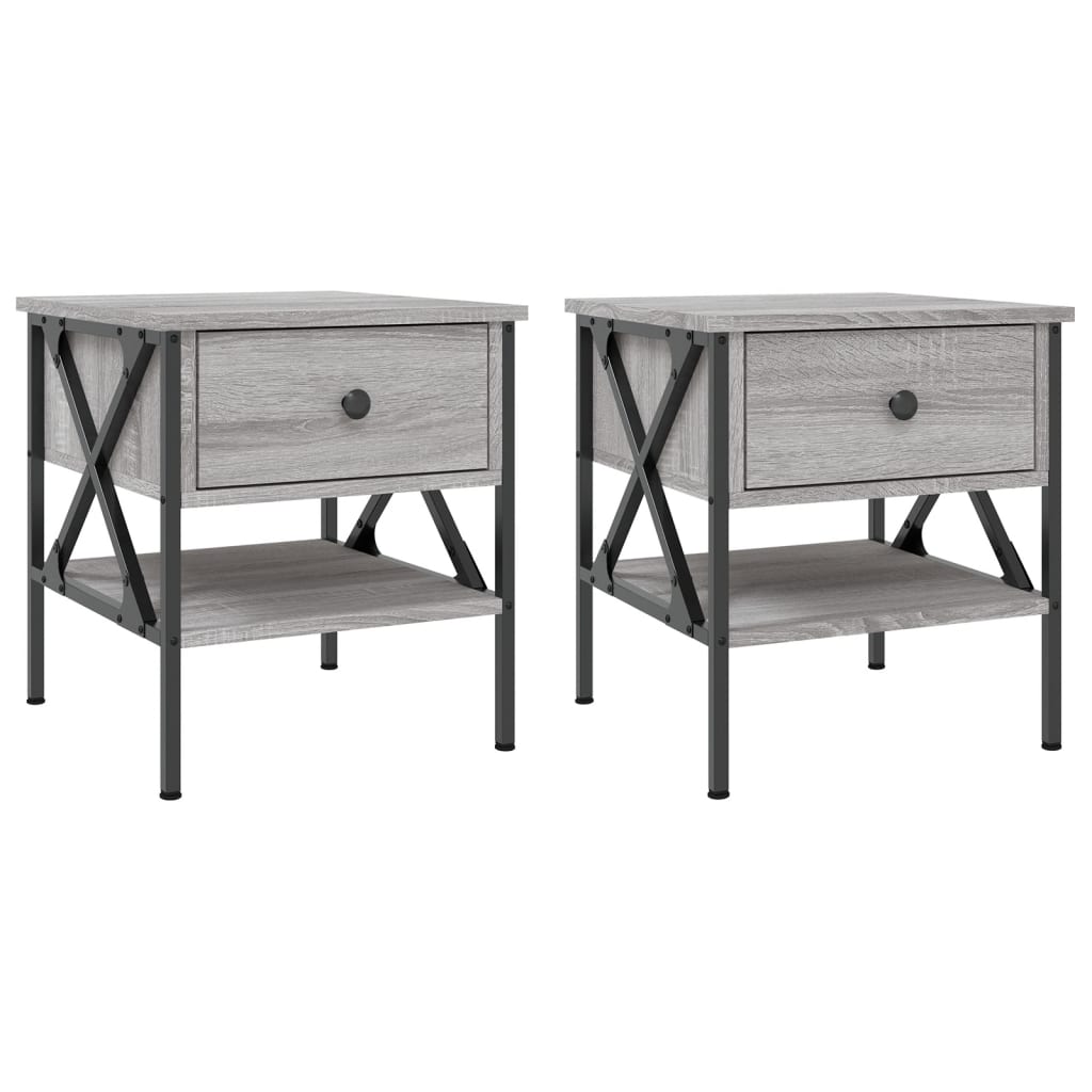 Κομοδίνα 2 τεμ. Γκρι Sonoma 40x42x45 εκ. από Επεξεργασμένο Ξύλο - Pakobazaar