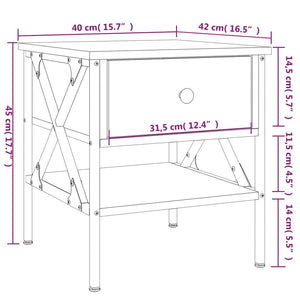 Κομοδίνο Καφέ Δρυς 40 x 42 x 45 εκ. από Επεξεργασμένο Ξύλο