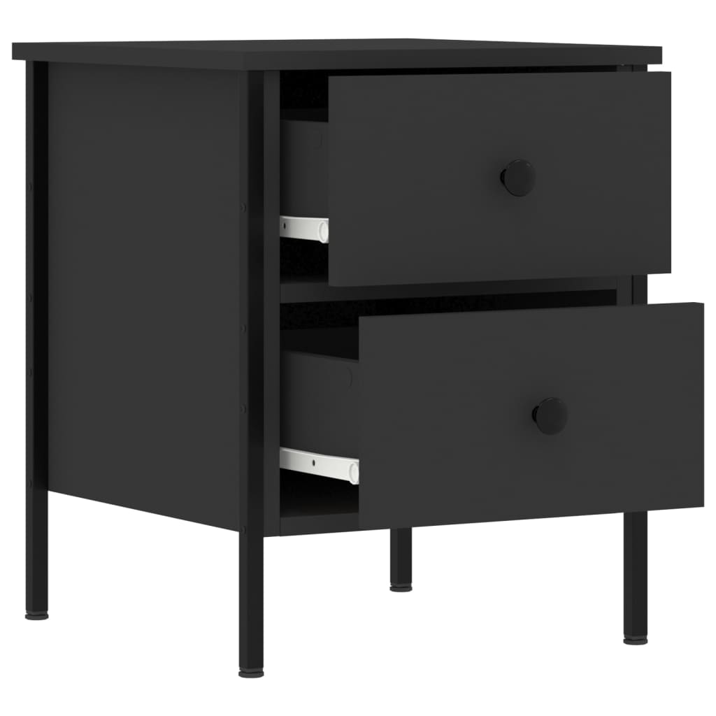 Κομοδίνα 2 Τεμ. Μαύρα 40 x 42 x 50 εκ. από Επεξεργασμένο Ξύλο