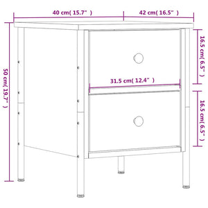 Κομοδίνα 2 Τεμ. Καφέ Δρυς 40x42x50 εκ. από Επεξεργασμένο Ξύλο