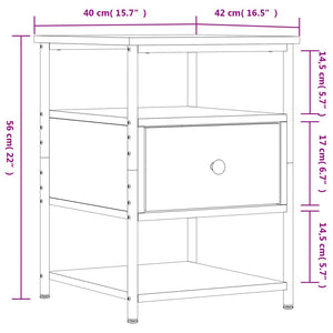 Κομοδίνα 2 τεμ. Καφέ Δρυς 40 x 42 x 56 εκ. από Επεξεργ. Ξύλο
