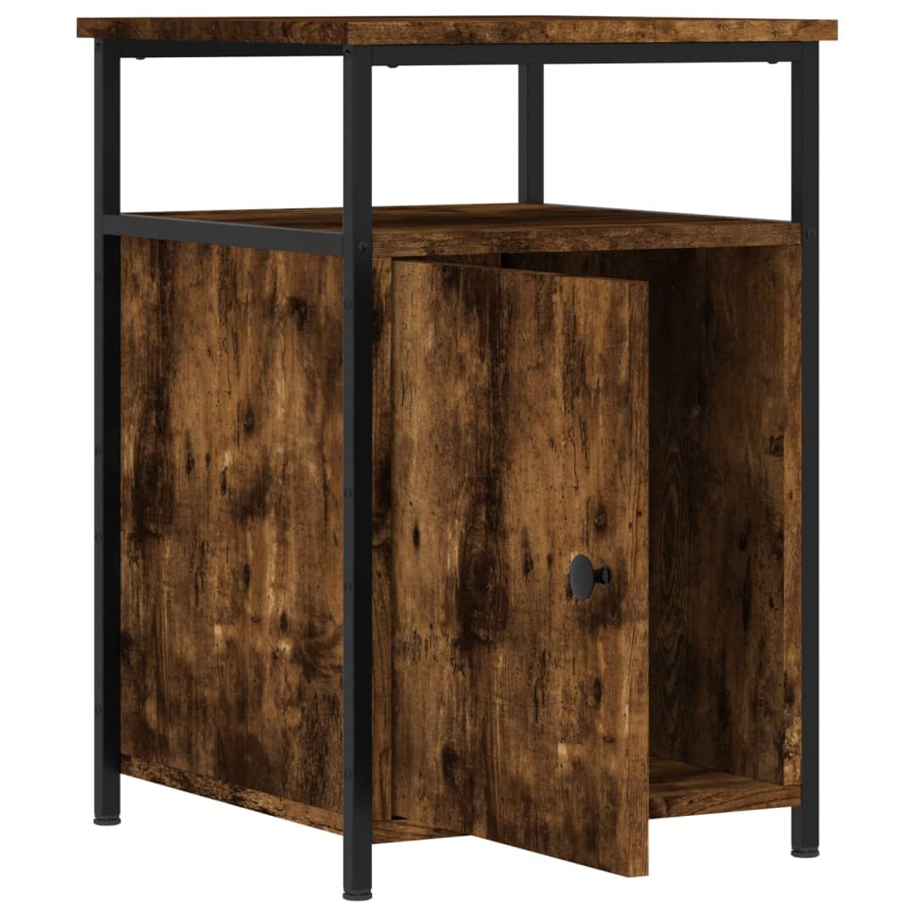 Κομοδίνα 2 τεμ. Καπνιστή Δρυς 40x42x60 εκ. από Επεξεργ. Ξύλο