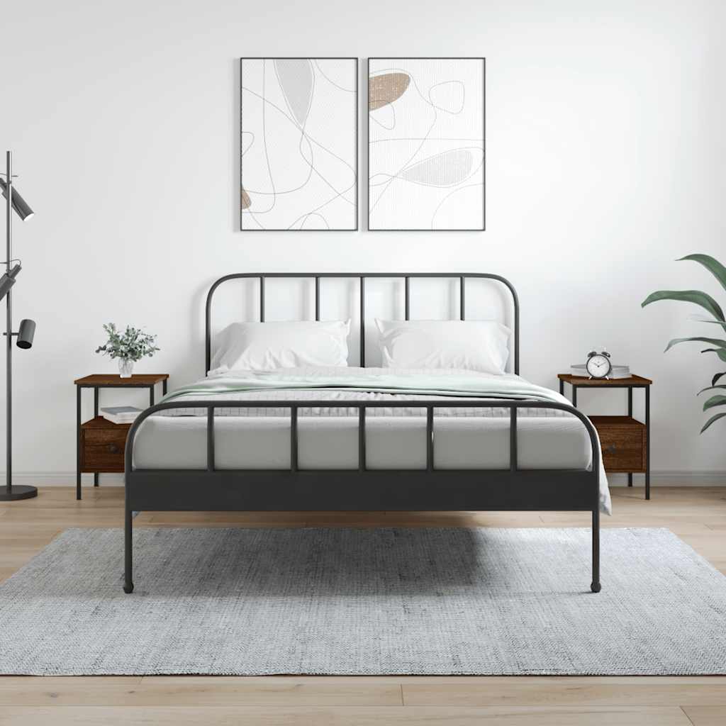 Κομοδίνα 2 τεμ. Καφέ Δρυς 34 x 36 x 50 εκ. Επεξεργασμένο Ξύλο - Pakobazaar