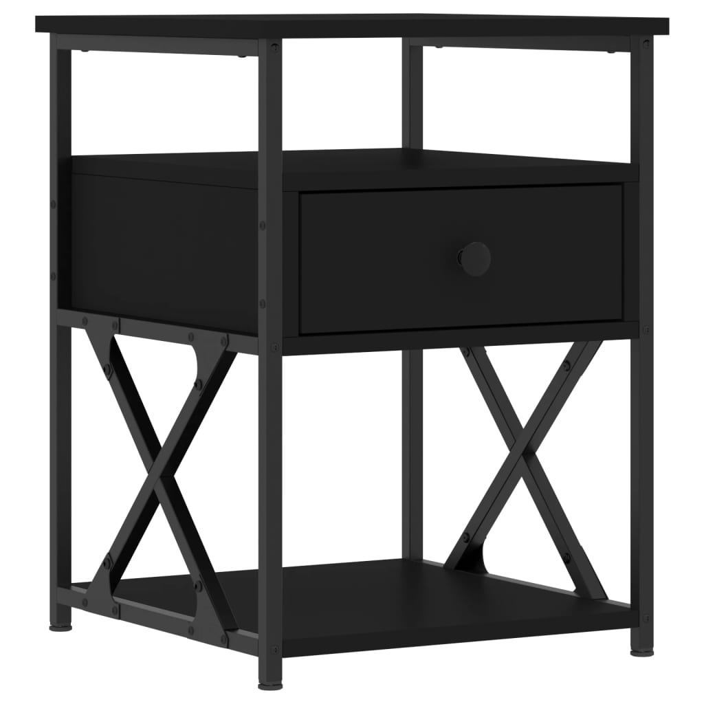 Κομοδίνα 2 τεμ. Μαύρα 40 x 42 x 55 εκ. από Επεξεργασμένο Ξύλο