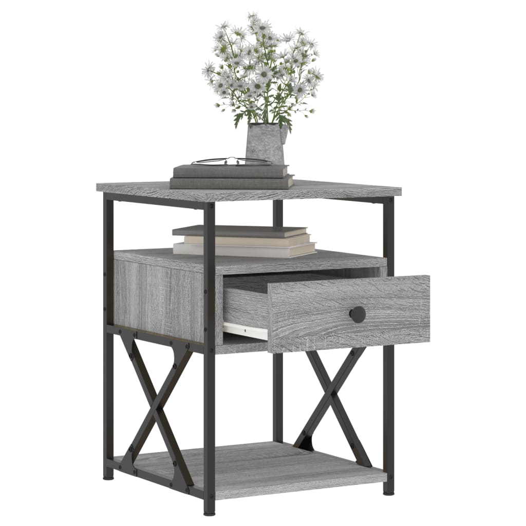 Κομοδίνο Γκρι Sonoma 40 x 42 x 55 εκ. από Επεξεργασμένο Ξύλο - Pakobazaar