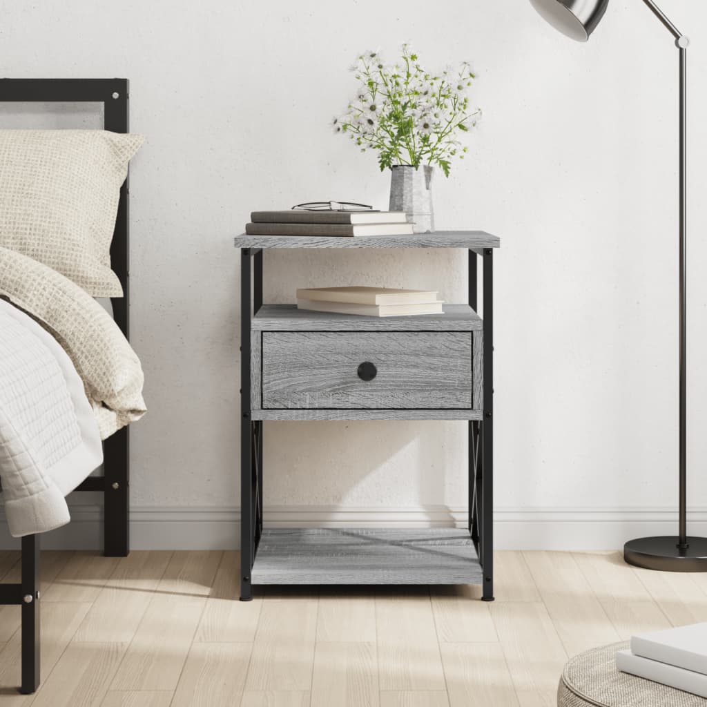 Κομοδίνο Γκρι Sonoma 40 x 42 x 55 εκ. από Επεξεργασμένο Ξύλο - Pakobazaar