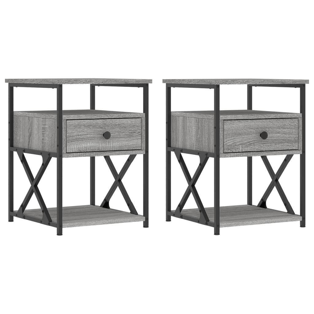Κομοδίνα 2 τεμ. Γκρι Sonoma 40x42x55 εκ. από Επεξεργασμένο Ξύλο