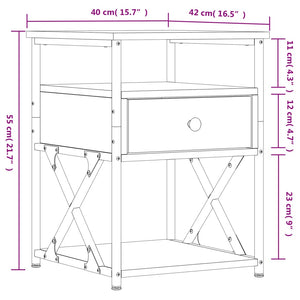 Κομοδίνο Καφέ Δρυς 40 x 42 x 55 εκ. από Επεξεργασμένο Ξύλο