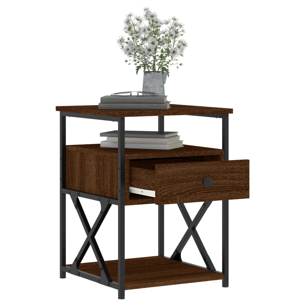 Κομοδίνα 2 τεμ. Καφέ Δρυς 40x42x55 εκ. από Επεξεργασμένο Ξύλο - Pakobazaar