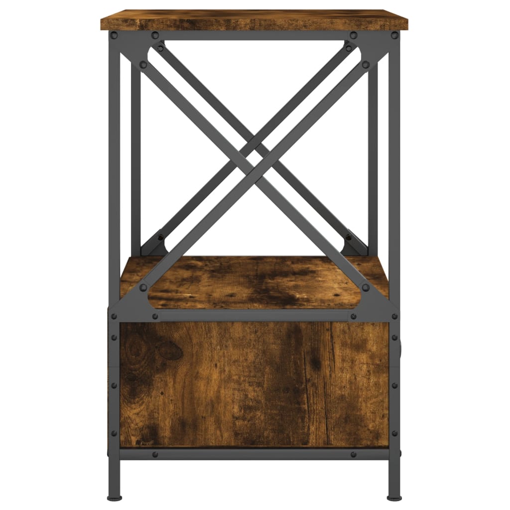 Κομοδίνα 2 τεμ Καπνιστή Δρυς 50x41x65 εκ. Επεξεργασμένο Ξύλο - Pakobazaar