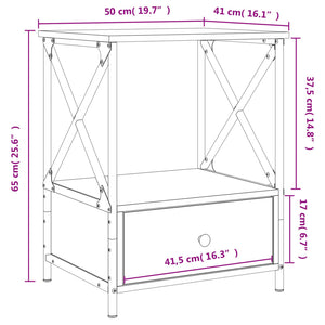Κομοδίνο Γκρι Sonoma 50 x 41 x 65 εκ. από Επεξεργασμένο Ξύλο