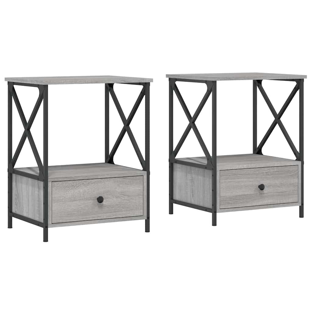 Κομοδίνα 2 τεμ Γκρι Sonoma 50x41x65 εκ. από Επεξεργασμένο Ξύλο