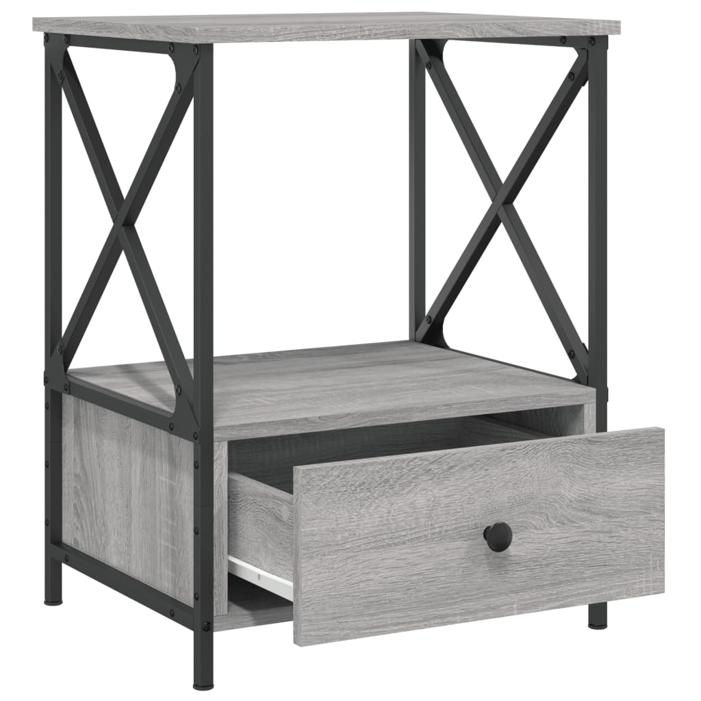 Κομοδίνα 2 τεμ Γκρι Sonoma 50x41x65 εκ. από Επεξεργασμένο Ξύλο