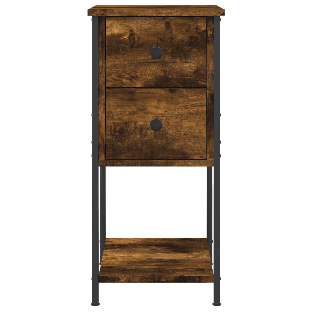 Κομοδίνα 2 Τεμ. Καπνιστή Δρυς 32x42x70 εκ. Επεξεργασμένο Ξύλο