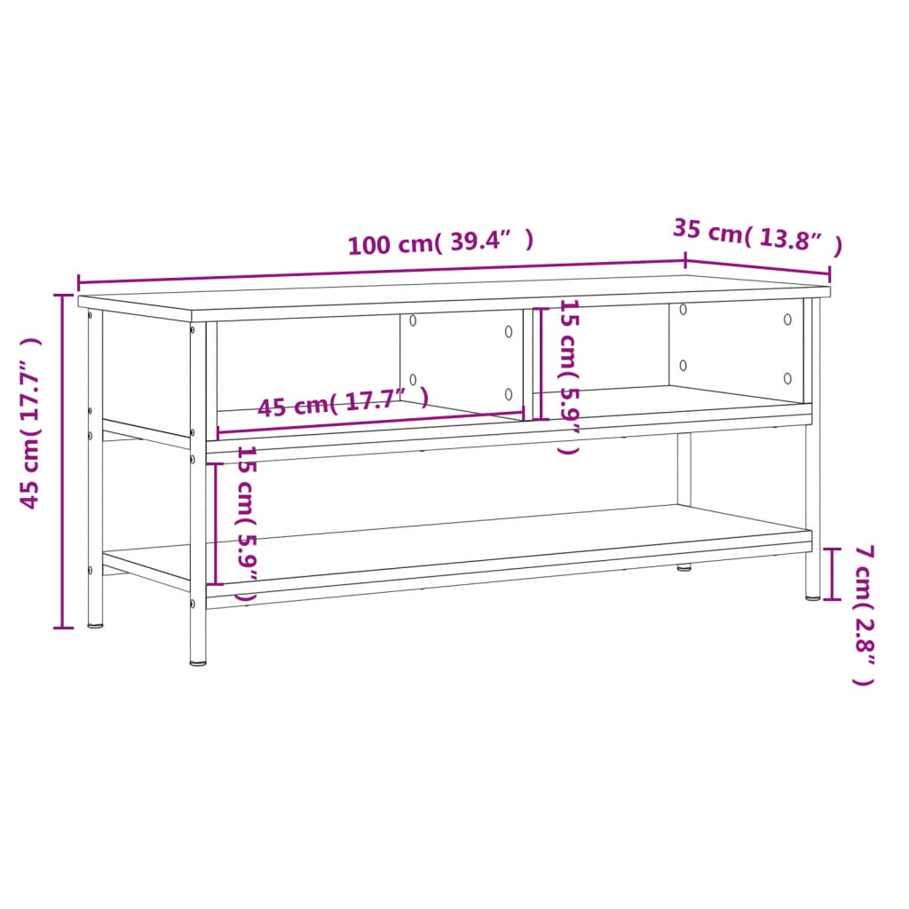 Έπιπλο Τηλεόρασης Γκρι Sonoma 100x35x45 εκ. από Επεξεργ. Ξύλο - Pakobazaar
