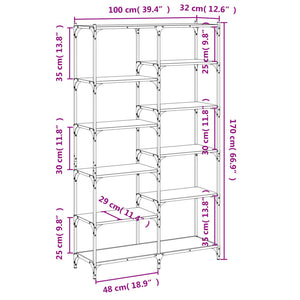 Βιβλιοθήκη Γκρι Sonoma 100x32x170 εκ. Επεξεργ. Ξύλο / Σίδηρος