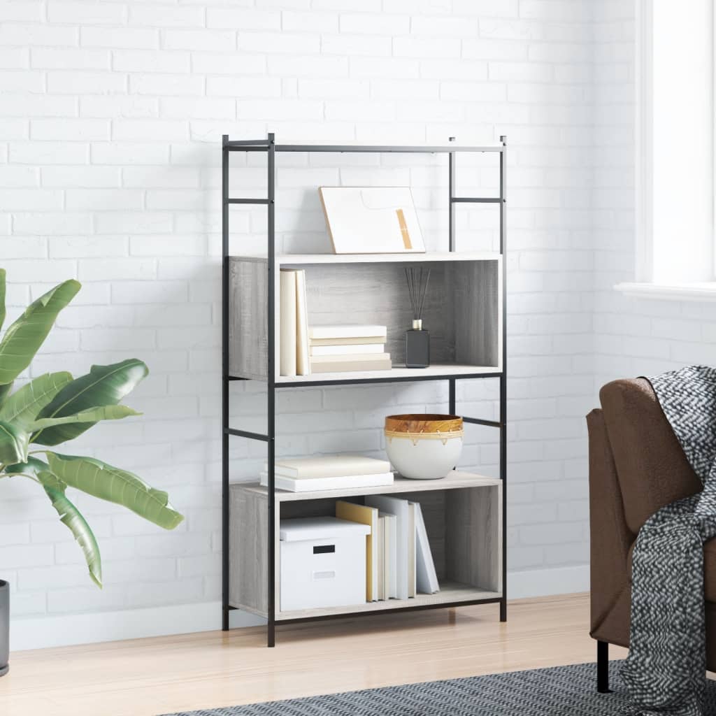 Βιβλιοθήκη Γκρι Sonoma 80x30x145,5 εκ. από Επεξεργασμένο Ξύλο