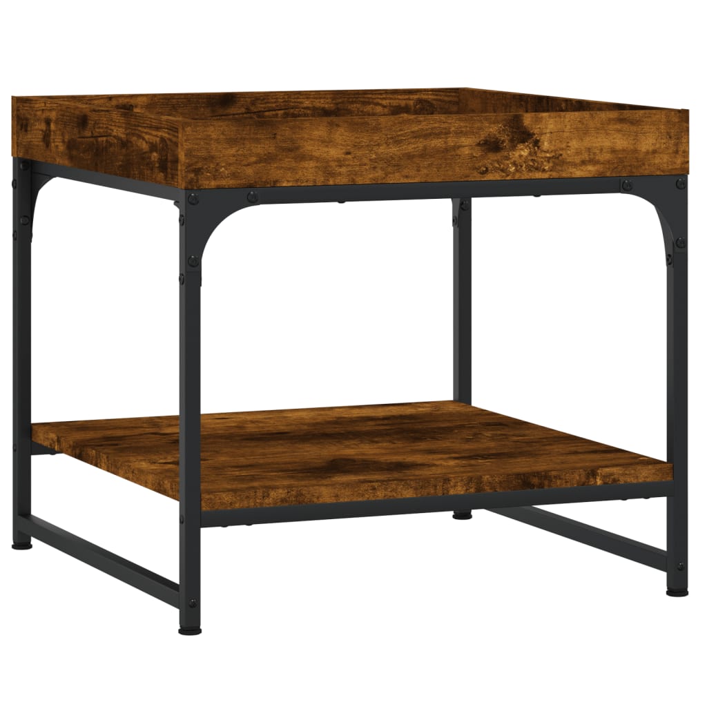 Τραπεζάκι Σαλονιού Καπνιστή Δρυς 49,5x49,5x45 εκ. Επεξ. Ξύλο