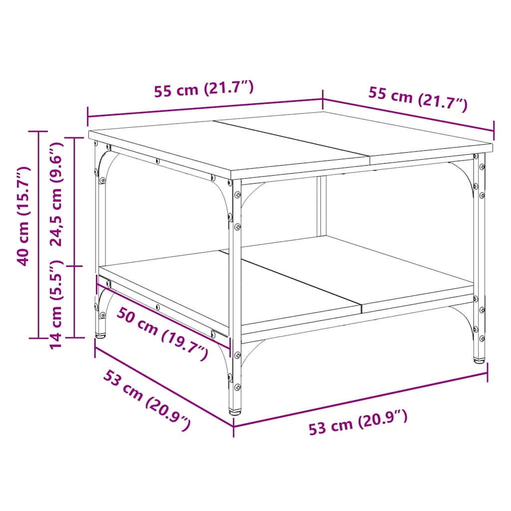 Τραπεζάκι Σαλονιού Γκρι Sonoma 55x55x40 εκ. Επεξεργασμένο Ξύλο - Pakobazaar