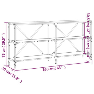 Τραπέζι Κονσόλα Καφέ Δρυς 160x30x75 εκ. Επεξ. Ξύλο/Σίδηρος