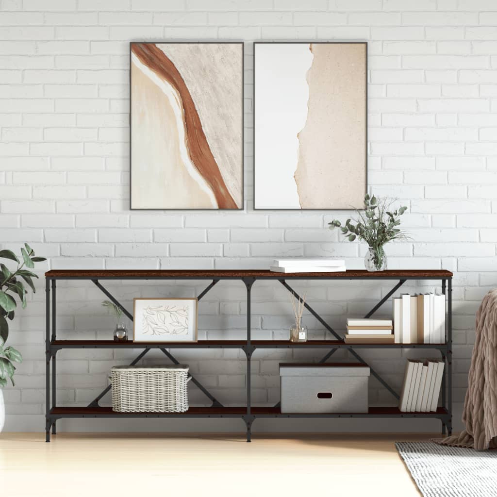 Τραπέζι Κονσόλα Καφέ Δρυς 180x30x75 εκ. Επεξ. Ξύλο/Σίδηρος - Pakobazaar