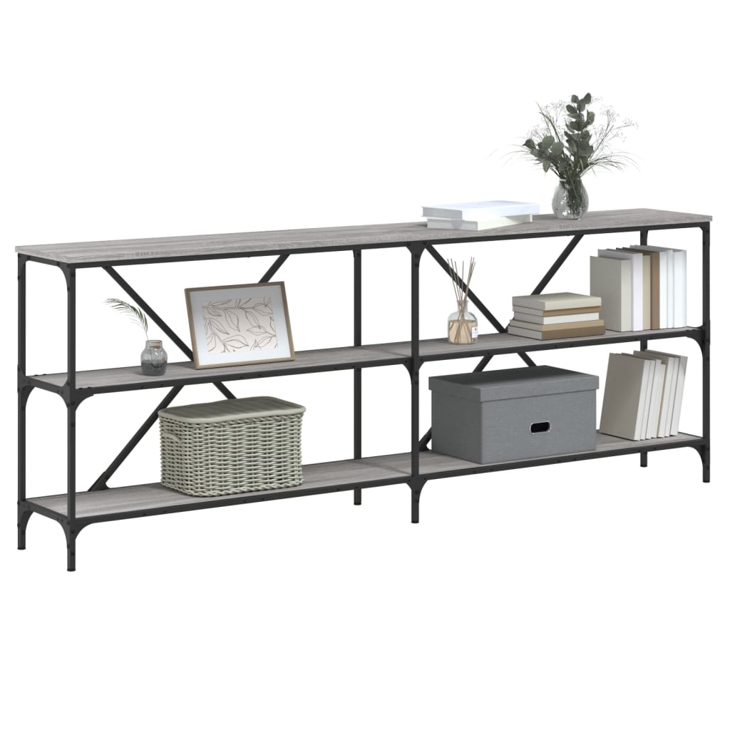 Τραπέζι Κονσόλα Γκρι Sonoma 200x30x75 εκ. Επεξ. Ξύλο + Σίδηρος