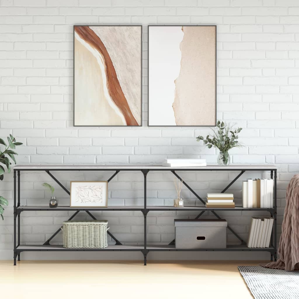 Τραπέζι Κονσόλα Γκρι Sonoma 200x30x75 εκ. Επεξ. Ξύλο + Σίδηρος