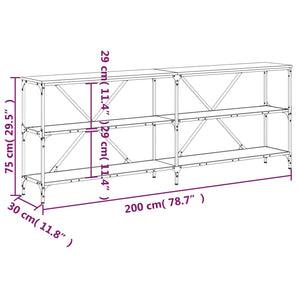 Τραπέζι Κονσόλα Καφέ Δρυς 200x30x75 εκ. Επεξ. Ξύλο/Σίδηρος