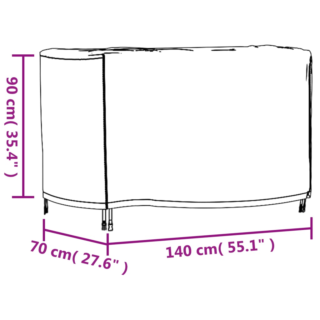 Κάλυμμα Επίπλων Κήπου Αδιάβροχο Μαύρο 140x70x90 εκ. 420D - Pakobazaar