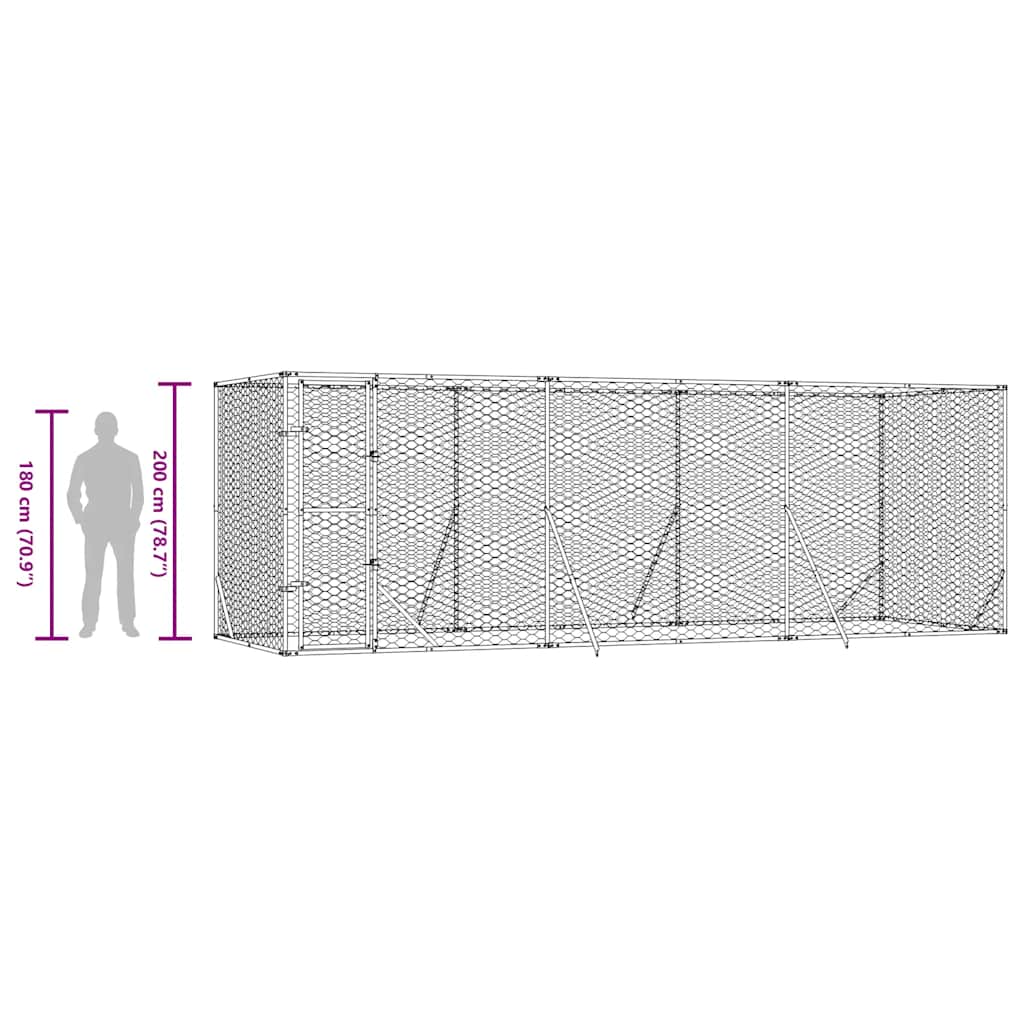 Κλουβί Σκύλου Εξωτερ. Χώρου Ασημί 6x2x2 μ. από Γαλβαν. Ατσάλι
