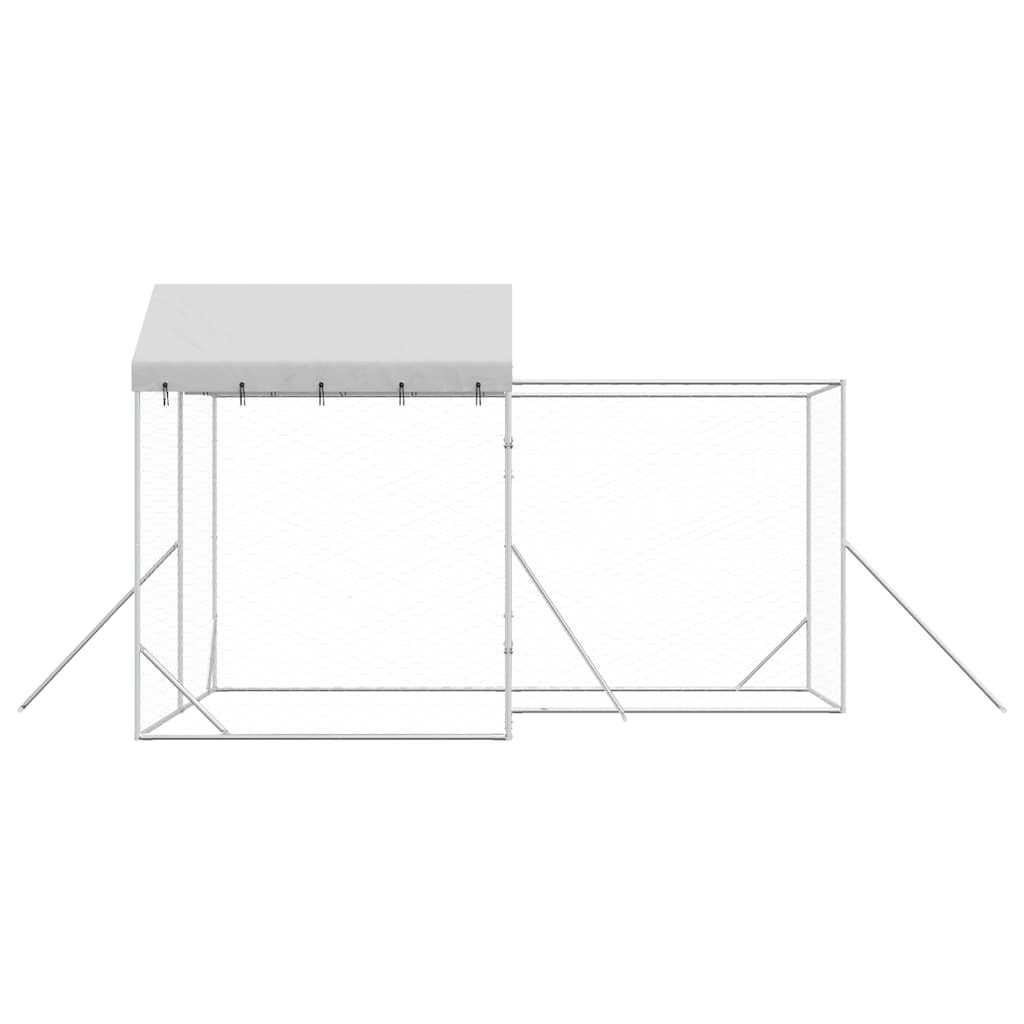 Κλουβί Σκύλου Εξ. Χώρου με Οροφή Ασημί 4x4x2,5 μ. Γαλβ. Ατσάλι