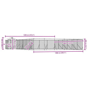 Κλουβί Σκύλου Εξ. Χώρου με Οροφή Ασημί 12x12x2,5 μ Γαλβ. Ατσάλι