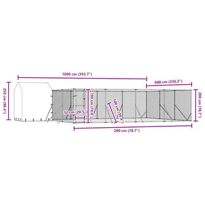 Κλουβί Σκύλου Εξ. Χώρου με Οροφή Ασημί 10x6x2,5 μ. Γαλβ. Ατσάλι