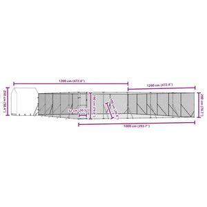 Κλουβί Σκύλου Εξ. Χώρου με Οροφή Ασημί 12x12x2,5 μ Γαλβ. Ατσάλι
