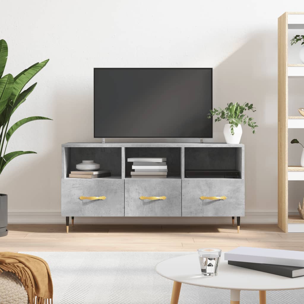 Έπιπλο Τηλεόρασης Γκρι Σκυροδέματος 102x36x50 εκ. Επεξ. Ξύλο - Pakobazaar