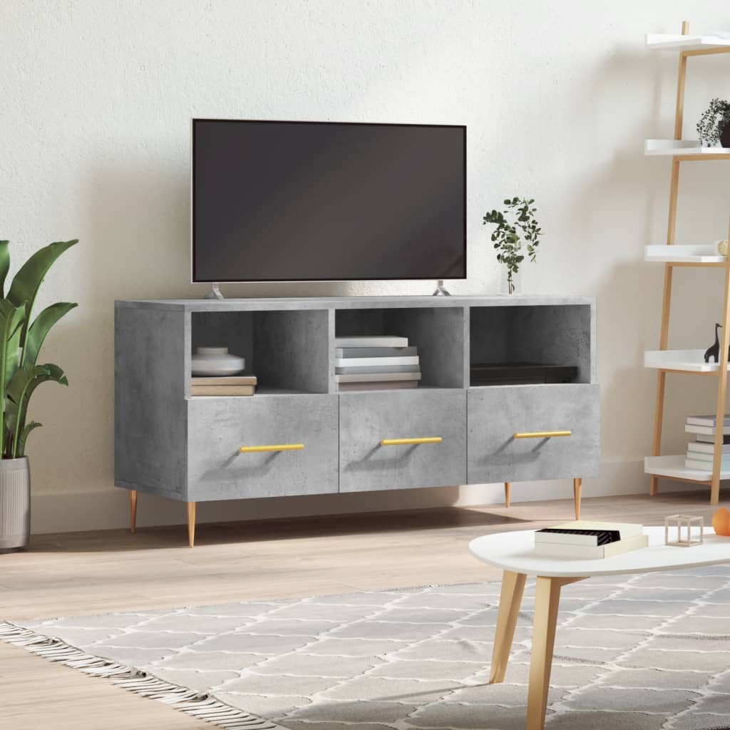 Έπιπλο Τηλεόρασης Γκρι Σκυροδέματος 102x36x50 εκ. Επεξ. Ξύλο - Pakobazaar
