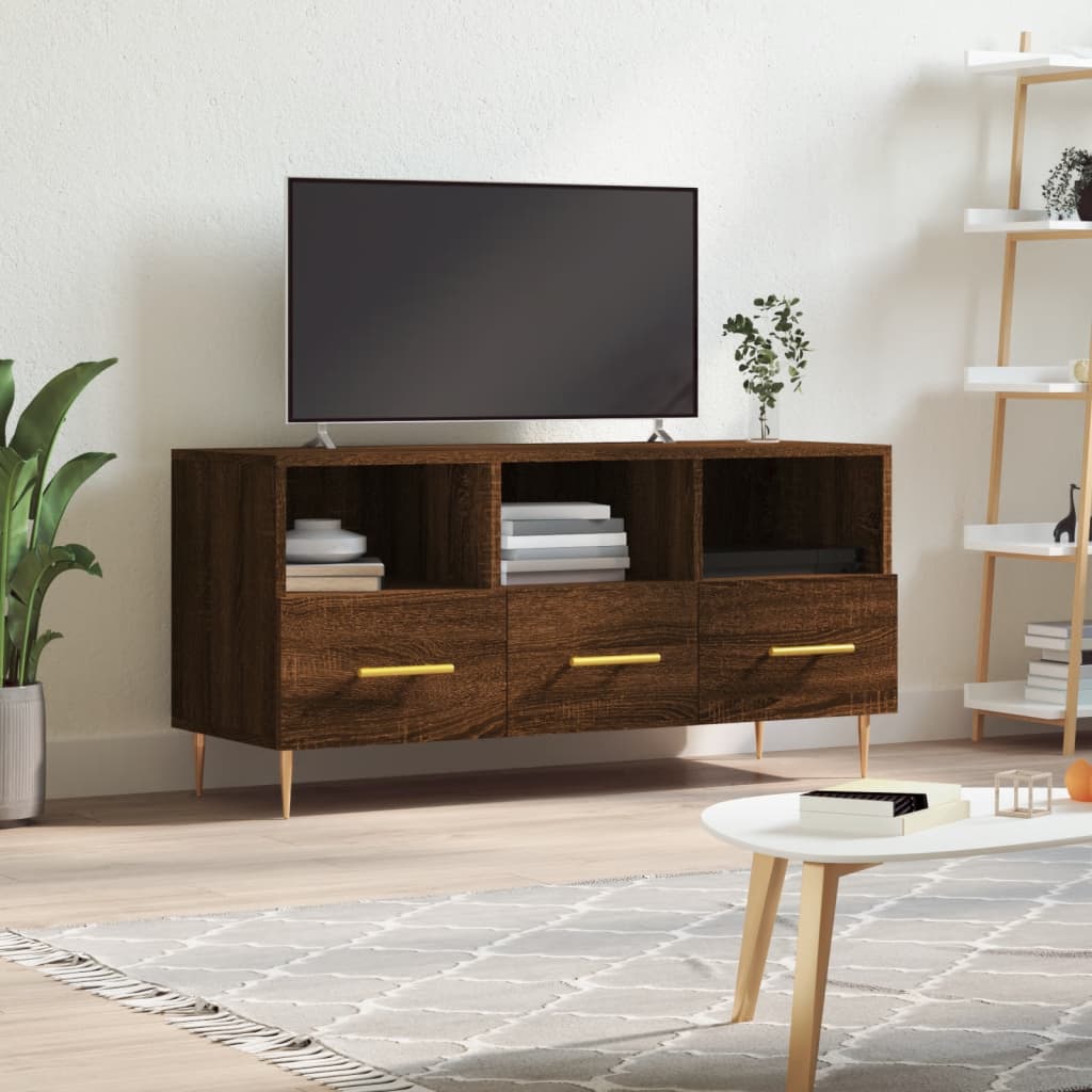 Έπιπλο Τηλεόρασης Καφέ Δρυς 102 x 36 x 50 εκ. από Επεξεργ. Ξύλο