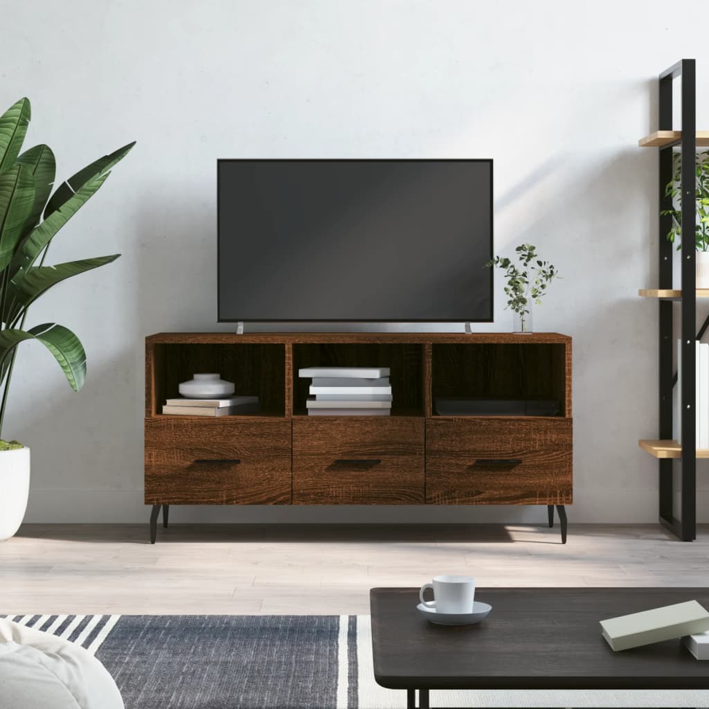 Έπιπλο Τηλεόρασης Καφέ Δρυς 102 x 36 x 50 εκ. από Επεξεργ. Ξύλο